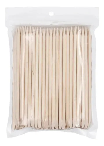 100 Piezas De Removedor De Cutículas Madera De Doble Punta